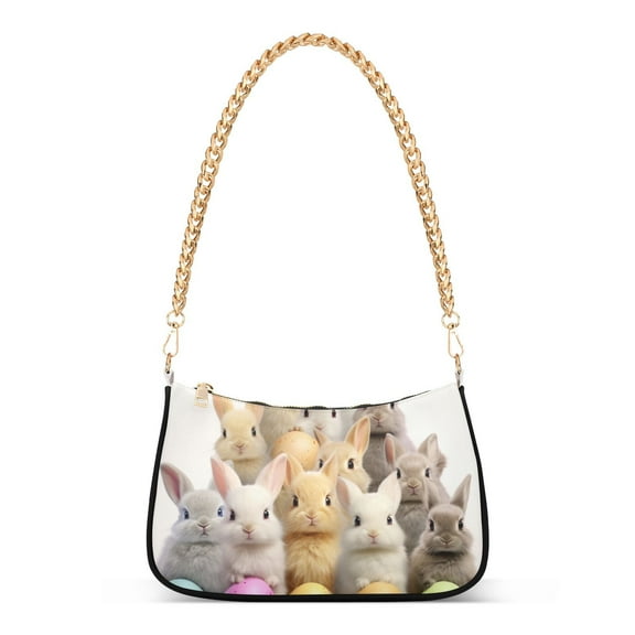 Rabbits in Easter EggsWomen Small Shoulder Bag Crossbody Tote Hobo Bags Purse Clutch Handbags with Chain Strap for Women