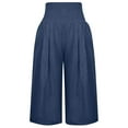 thumbnail image 2 of Gomelly Ladies Palazzo Pant High Waist Bottoms Baggy Capri Pants Women Lounge Beach Trousers Wide Leg Navy Blue XL, 2 of 7