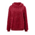thumbnail image 6 of Women's Casual Drop Shoulder Hooded Sweater Pullover Long Sleeve Drawstring Comfortable Teddy Soft Warm Loungewear, 6 of 7