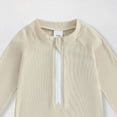 thumbnail image 4 of HCNTES Baby/Toddler Boys One Piece Swimsuit Summer Long Sleeve Zipper Bathing Suit Infant Beach Rash Guard(Beige,1-2 Y), 4 of 5