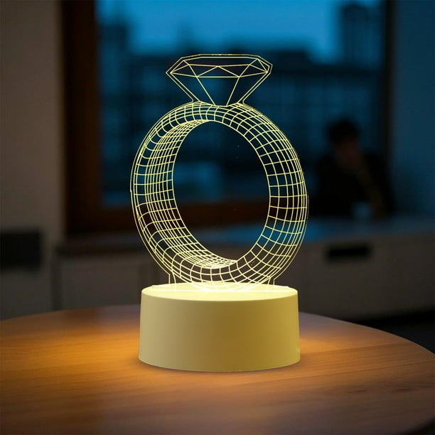 Luz nocturna LED creativa | Lámpara de escritorio acrílica con alimentación USB | Decoración de dormitorio en blanco cálido | Luz portátil para decorar habitaciones | Regalo de cumpleaños para