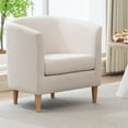 thumbnail image 3 of Barrel Accent Chair, Modern Comfy Living Room Chairs with Armrest Reading Chair, Cozy Soft Padded for Small Space Bedroom Reception Room Cafe (1PC, Off-White), 3 of 11
