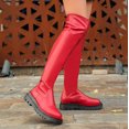 thumbnail image 2 of Black Thigh High Boots For Women Platform Slouch Over The Knee High Boots Lug Sole Low Chunky Heel Curve-friendly, 2 of 10