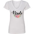 thumbnail image 3 of Inktastic Bride with Flower Illustration Women's V-Neck T-Shirt, 3 of 5