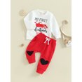 thumbnail image 3 of Suealasg 2PCS Toddler Girls Valentine's Day Outfits Clothes Long Sleeve Letter Truck Print Sweatshirt Drawstring Pants Sets 6M 12M 18M 24M Baby Boys Girls Casual Fall Clothes, 3 of 8