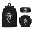 thumbnail image 2 of 3pcs Ghostface Backpack Set With Pen Bag And Lunch Bag Fashion Travel Backpack Laptop Backpack Simple And Large Capacity Backpack 17 Inch, 2 of 8
