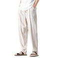 thumbnail image 1 of toraway Men's Casual Pants Elastic Waist Drawstring Long Trousers Fuzzy Men's Spring and Summer Linen Casual Pants Cotton Pants Linen Trousers Elastic Waist L, 1 of 4