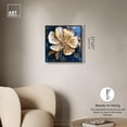 thumbnail image 5 of Gold on Blue Serenade Canvas Elegant Floral Art by Art Remedy, Black Frame, 20" x 20", 5 of 7