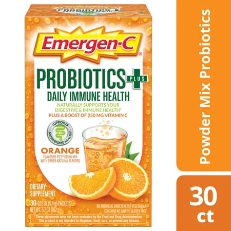 Emergen-C Probiotics+ (30 Ct, Orange Flavor, One Month (Best Probiotic For C Diff)
