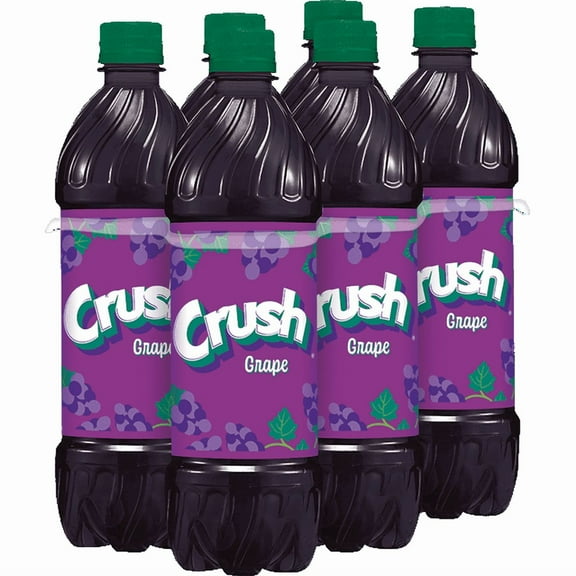 Crush Caffeine Free Grape Soda Pop, 16.9 fl oz, 6 Pack Bottles