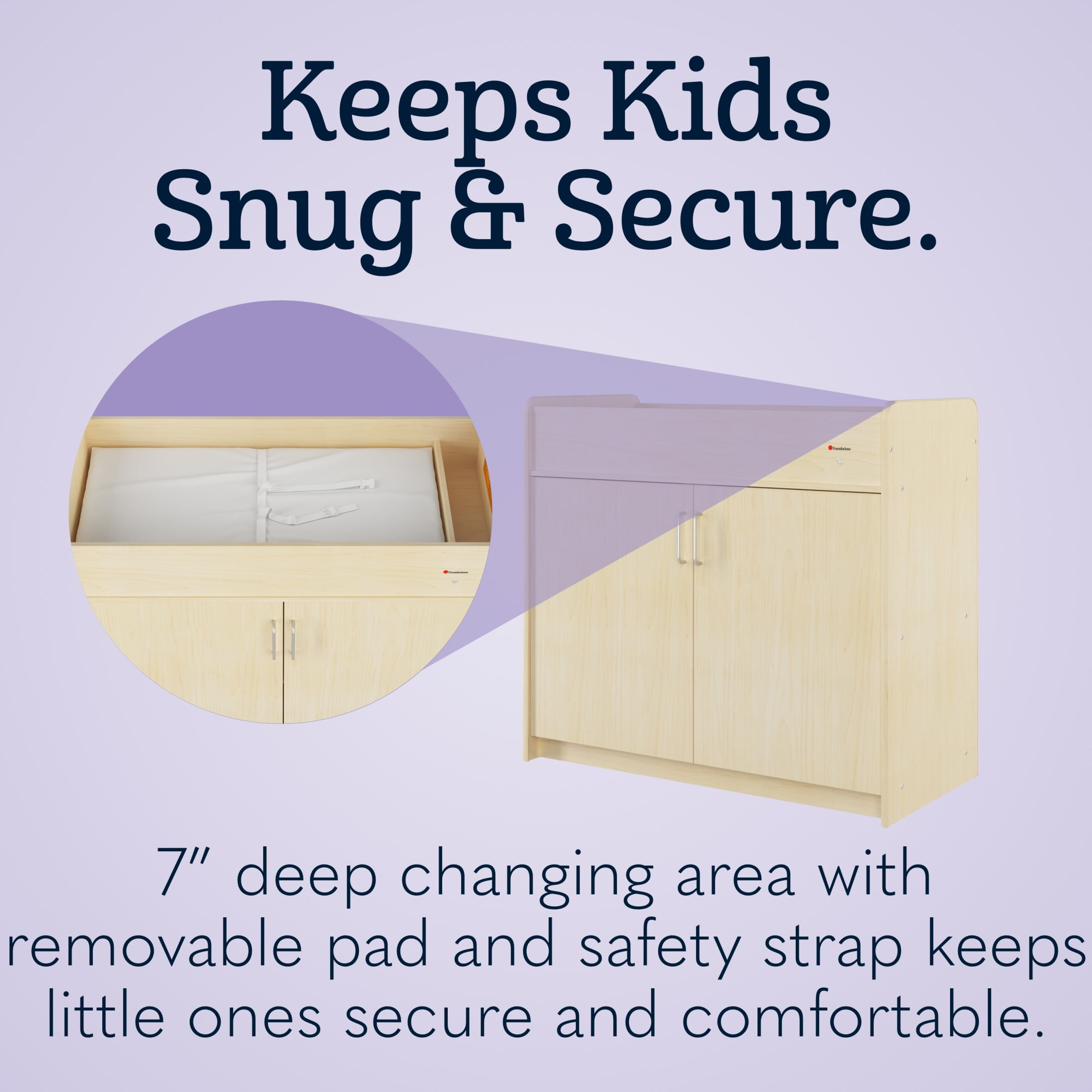 Foundations SafeSwing Changing Table, Built-In Storage, Soft-Close Hinges, Natural