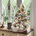 thumbnail image 5 of Arbre de Noël Floqué de 24 Pouces avec 50 Lumières, Arbre de Noël de Table à Piles Lumières Chaudes 42 Baies Rouges 7 Pommes de Pin Base en Toile de Jute Petit Arbre de Noël Décoration de Noël Intérieur Maison Table, 5 of 5