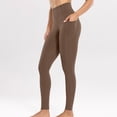thumbnail image 2 of Workout Leggings with Two Side Pockets for Women High Waist Yoga Pants Soft Lightweight Athletic Gym Tights, Brown S, 2 of 7