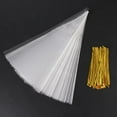thumbnail image 6 of 100pcs Clear Cone Treat Bags Cellophane Candy Bags with Gold Twist Ties for Popcorn Cookie Sweet DIY Gift Flower Party Favors White White, 6 of 9