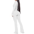 thumbnail image 4 of Women Jumpsuit Autumn Ladies Office Rompers Flare Pants Zipper Long Sleeve Turndown Collar Plus Size Jumpsuit, 4 of 6
