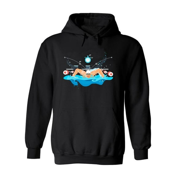 Swimmer Design Hoodie Men -Image by Shutterstock, Male Small