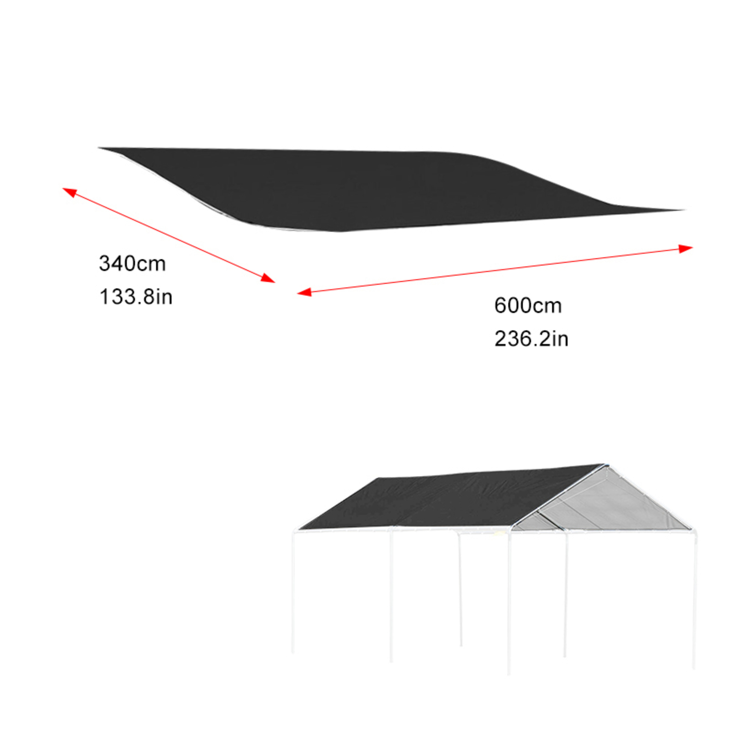 OPTUTUS 236 x 134 Inch Carport Replacement Canopy - Heavy-Duty Oxford Fabric Waterproof UV