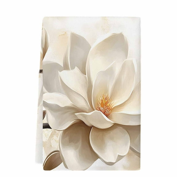 Dish Towels, White Vintage Magnolia Flowers Absorbent Kitchen Towels 1 PC, Rustic Floral Botanical Microfiber Hand Towels Dish Cloths Tea Towels for Home  Bathroom,18X28-Inch,