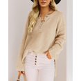 thumbnail image 2 of HSHDLDF Women's Oversized Sweaters Batwing Long Sleeve Loose V Neck Button Henley Tops Pullover Knit Jumper, 2 of 5