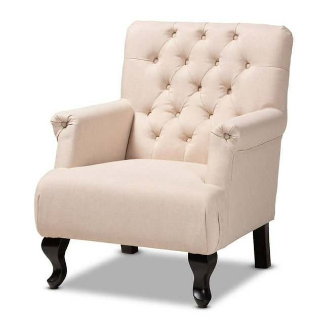 Baxton Studio Belan Beige Fabric Button Tufted Armchair