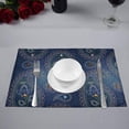 thumbnail image 2 of MKHERT Modern Blue Denim Pattern with Buttons and Paisley Placemats Table Mats for Dining Room Kitchen Table Decoration 12x18 inch,Set of 4, 2 of 4
