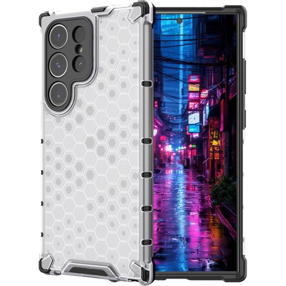 Clear Case for Samsung Galaxy S24 Ultra (Not S24), Non-Yellowing Anti-Scratch Back Slim Honeycomb Shockproof Phone Bumper Cover Case for Samsung Galaxy S24 Ultra Transparent White