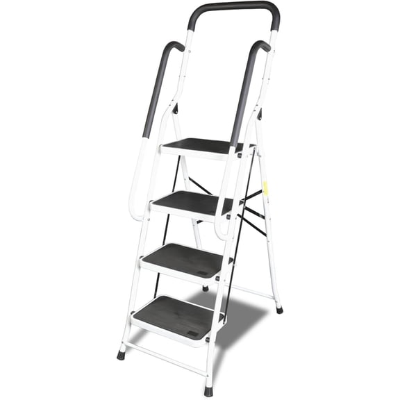4 Step Ladder, Folding Lightweight Step Stool with Handrails and Wide Anti-Slip Pedal for Home, Office, Kitchen and Garage, Service Height 37.8 inch, 400 lbs Capacity