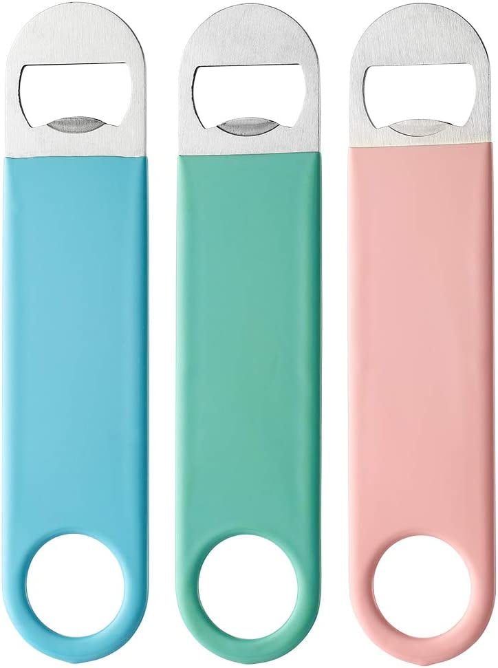 3 Pack 7" Heavy Duty Stainless Steel Flat Bottle Opener, WellMade Long