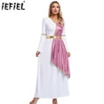 thumbnail image 2 of Vestido Toga de belleza griega romana para mujer, vestido metálico brillante con revestimiento dorado, vestido de fiesta temático Vintage, disfraz de Cosplay de Halloween, 2 of 5