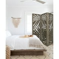thumbnail image 2 of Sg-363 Tropical Leaf Design 3 Panel Wooden Papete Screen Room Divider - Grey, 2 of 4