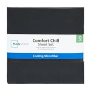 Mainstays Comfort Chill Microfiber Bed Sheet Set, Queen, Rich Black, 4 Piece