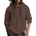 thumbnail image 2 of Linen Shirts for Men Lightweight Long Sleeve Shirts with Hood Loose Fit Breathable Boho Beach Linen Hoodie, 2 of 5