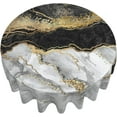 thumbnail image 3 of Black Gold Marble Round Tablecloth 60 Inch Ruitic White Grey Table Cloth Waterproof Fabric Farmhouse Abstract Tablecloths Decorative for Holiday Party Picnic, 3 of 6