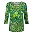 thumbnail image 4 of Ruimatai Women's St Patrick's Day Printed 3/4 Sleeve Round Neck Casual Top Comfortable Stretch Blouse for Daily Wear, 4 of 5