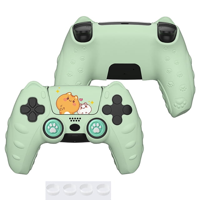 Funda protectora de silicona para mando de PS5, suave, cómoda, con dibujos animados y bonita, con tapa para joystick y accesorios adhesivos para el joystick