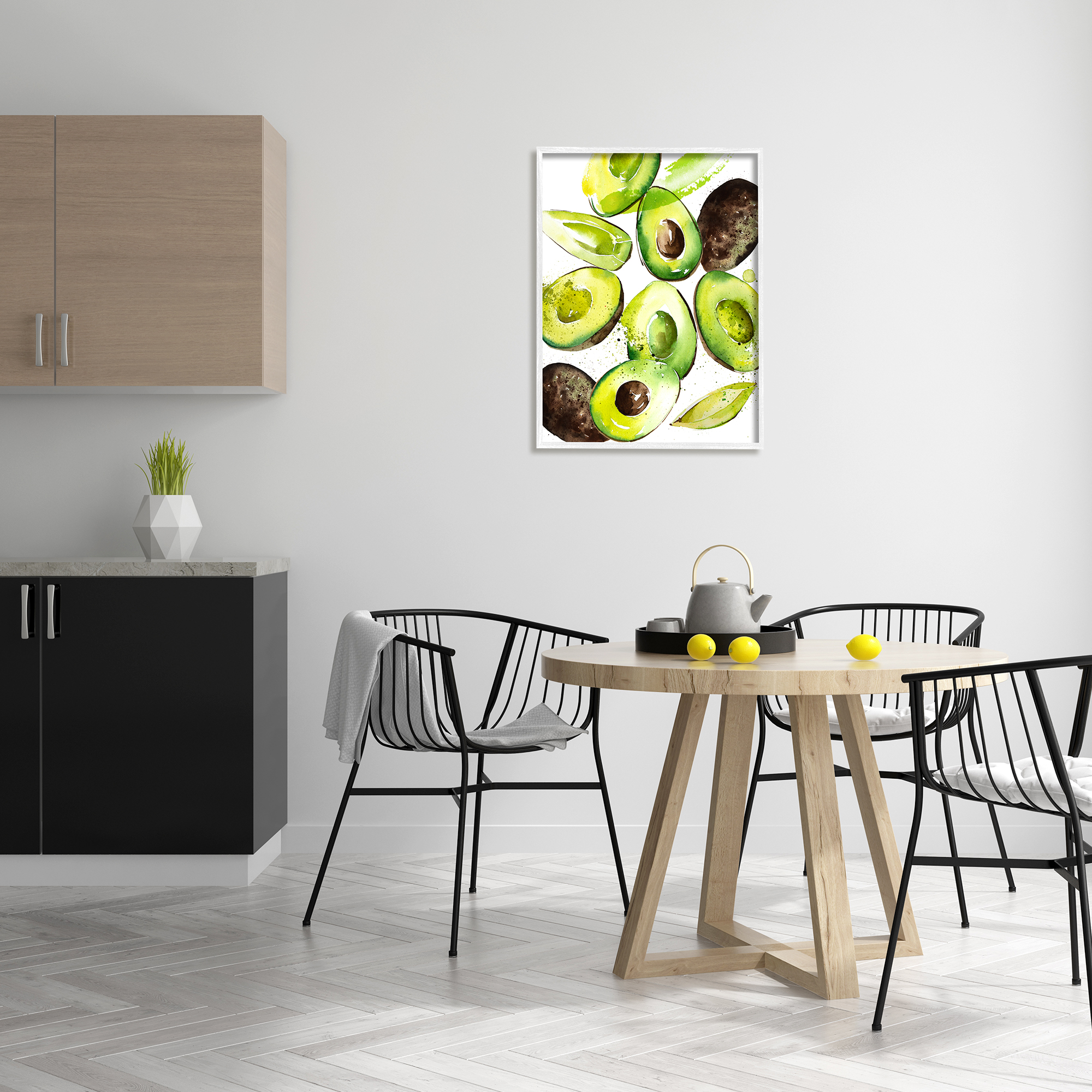 Stupell Industries Modern Avocado Halves Food & Beverage Painting White Framed Art Print Wall Art, 24 x 30