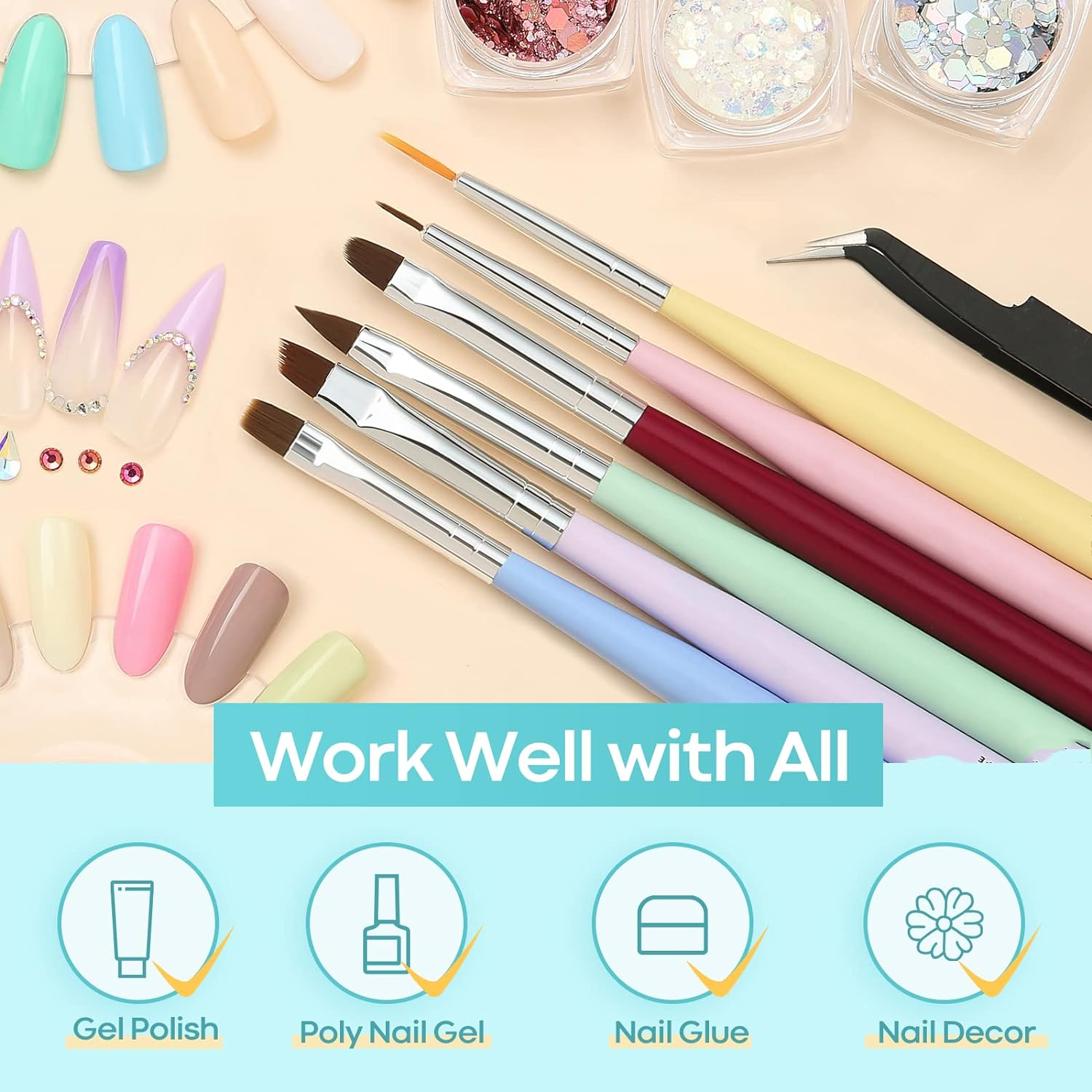 31-teiliges Nagelpinsel-Set – Für Nail Art, Linien, Punkte & Designs – Mit Dotting Pens & Stifthalter