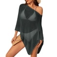 thumbnail image 2 of Sewkxo Women Sheer Poncho Top Lightweight Knit Crochet Shrug Bolero Mesh Batwing Sleeve Sweater Cover Up Beachwear,Black One Size, 2 of 4