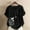 Black-115, variant on Short Sleeve Womens Tops Plus Size Women's Plus Size Floral Print T-Shirt Linen-Look Button Detail Top