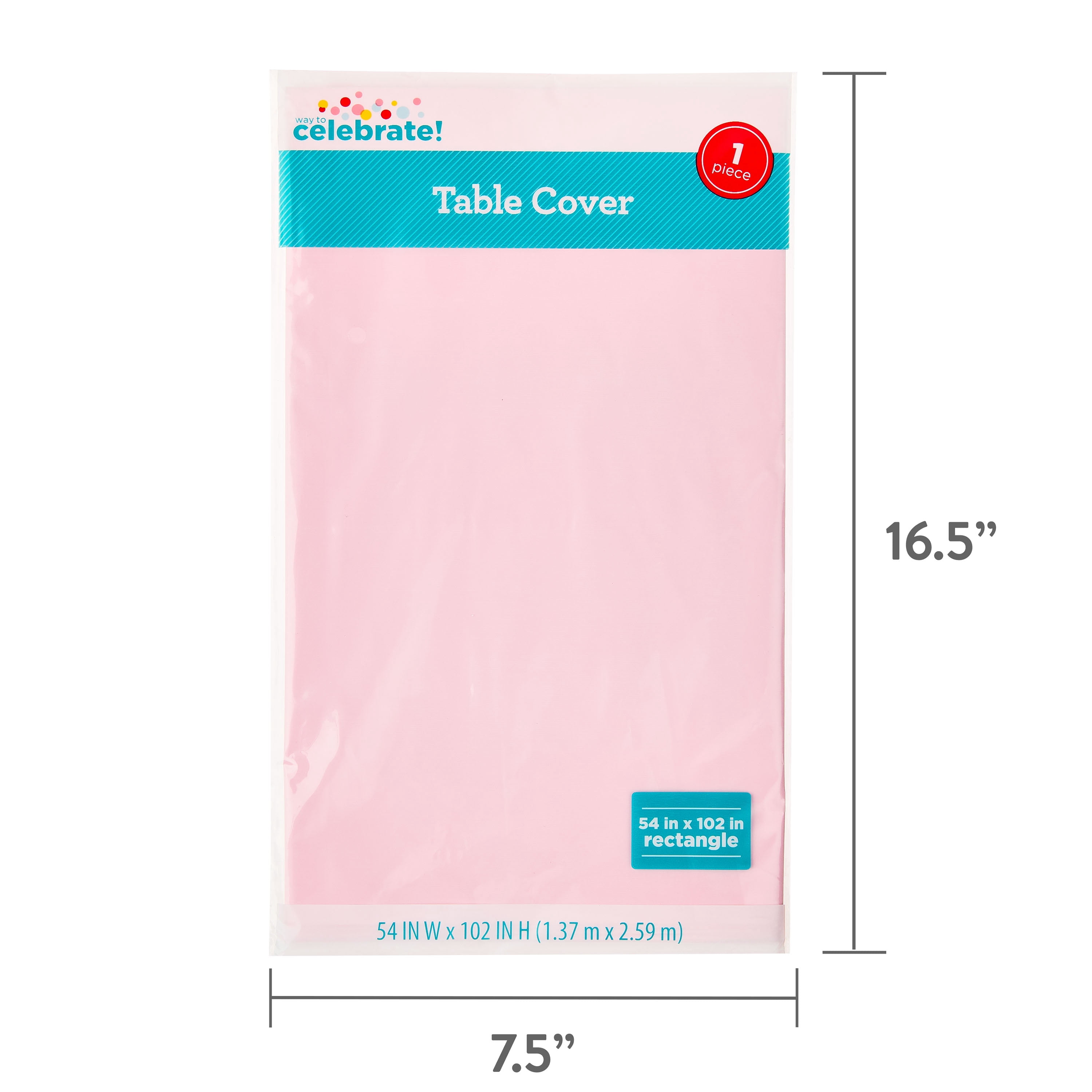 Way To Celebrate Rectangular Plastic Table Cover, Pink, 54 in x 84 in