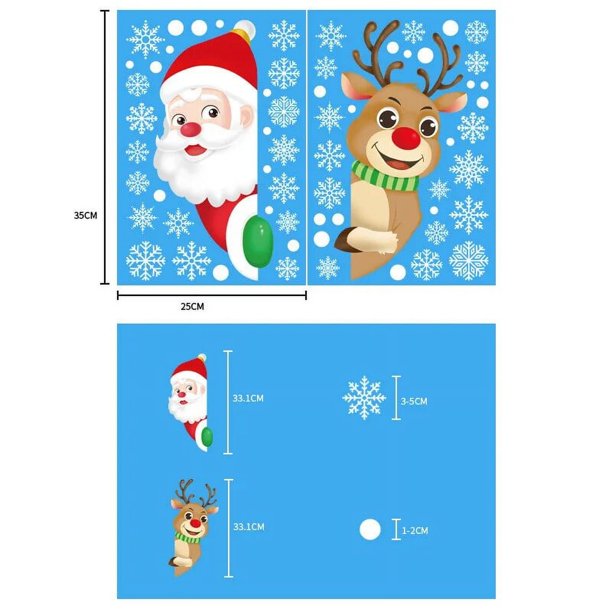 Pegatinas de Feliz Navidad para decoración del hogar, alce, muñeco de nieve, Papá Noel, ventana, Año Nuevo, Navidad, pegatinas de pared, decoración de escaparate, 2024