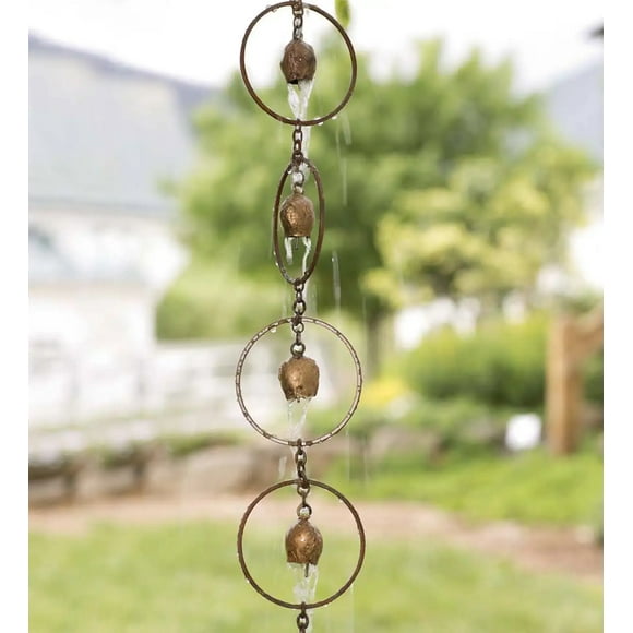 Qianli Decorative Metal Rain Chain Hanging Rain Chain Bell Shaped Rain Chain (1 Piece, Gold)