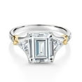 thumbnail image 2 of Gem Stone King 925 Silver and 10K Yellow Gold White Moissanite Engagement Ring for Women (3.89 Cttw, Emerald Cut 10X8MM, Trillion 3.5MM, Size 9), 2 of 3