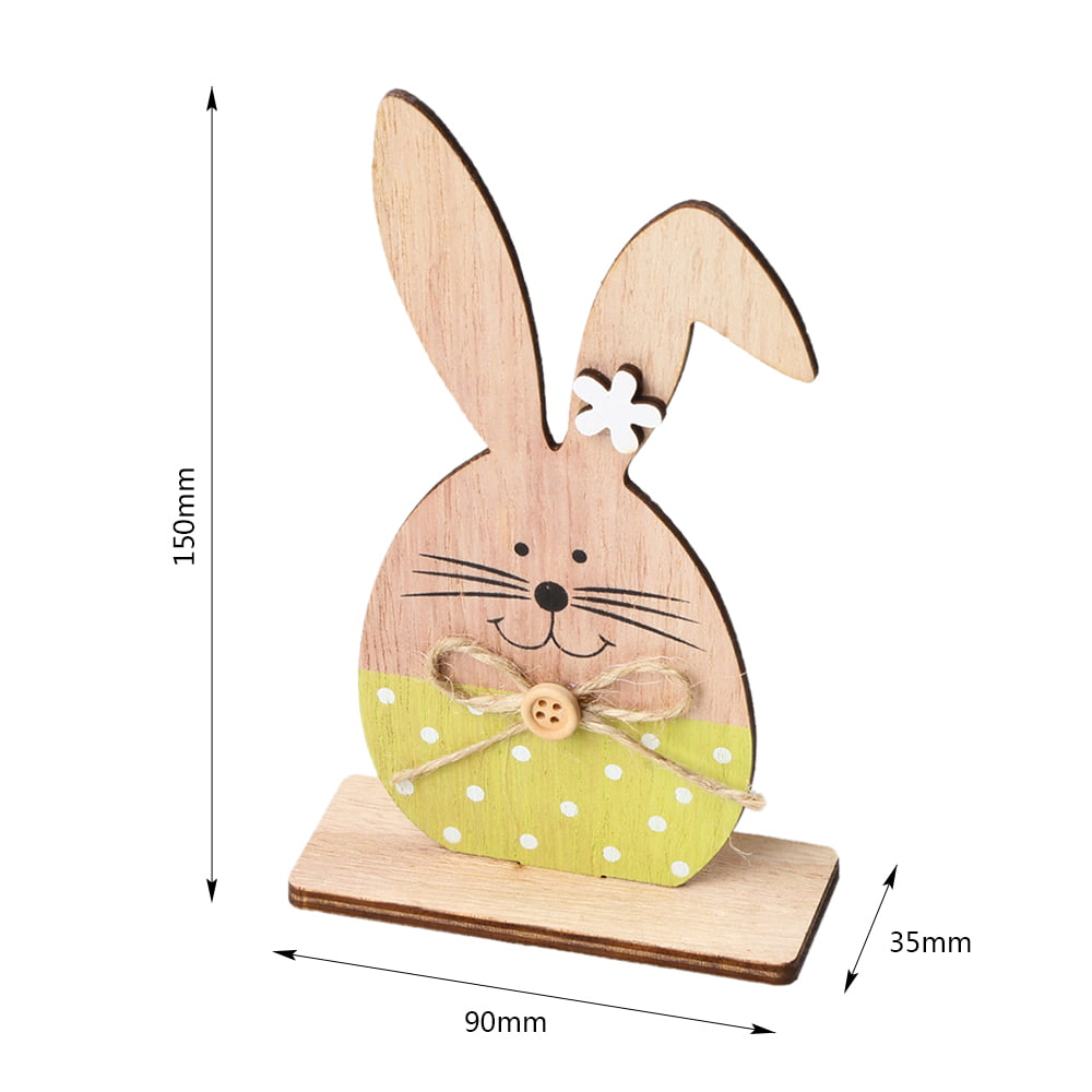 Easter Wooden Bunny Handcraft Ornaments Cute Rabbit Wood Party Home Decoration 