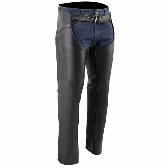Milwaukee Leather Chaps for Women Black Naked Skin - Deep Hip Pockets and Back Thigh Laces Motorcycle Chap - ML1173 - X-Large