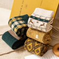 thumbnail image 4 of YooGuoGuo Women's 5 Pairs Plaid Vintage Wool Socks Retro Kawaii Casual Warm Crew Socks Japanese Harajuku Comfy Ankle Socking, 4 of 7