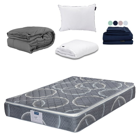 Colchón Queen Size Dicasa Bongo + Almohada One + Protector Cloud + Sábanas Softy + Edredon Homy