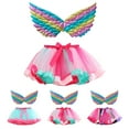 thumbnail image 3 of Toimothcn Robes pour Filles Mode Dégradé Coloré Robe en Tulle Douce Respirante Ample Ballet Scène Performance Jupe avec Ailes Tenue Quotidienne Adorable pour Filles, 3 of 3