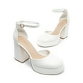 thumbnail image 5 of BURUDANI Womens High Chunky Platform Block Heels Square Toe Ankle Strap Dress Wedding Party Pumps Shoes, 5 of 7