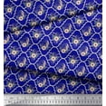 thumbnail image 3 of Soimoi Blue Poly Georgette Fabric Floral Damask Decor Fabric Printed Yard 52 Inch Wide, 3 of 3